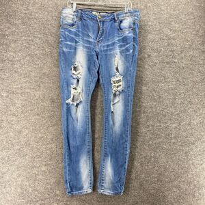 Machine Jeans Men 33 Blue Denim Light Wash Distressed Skinny Mid Rise Pockets